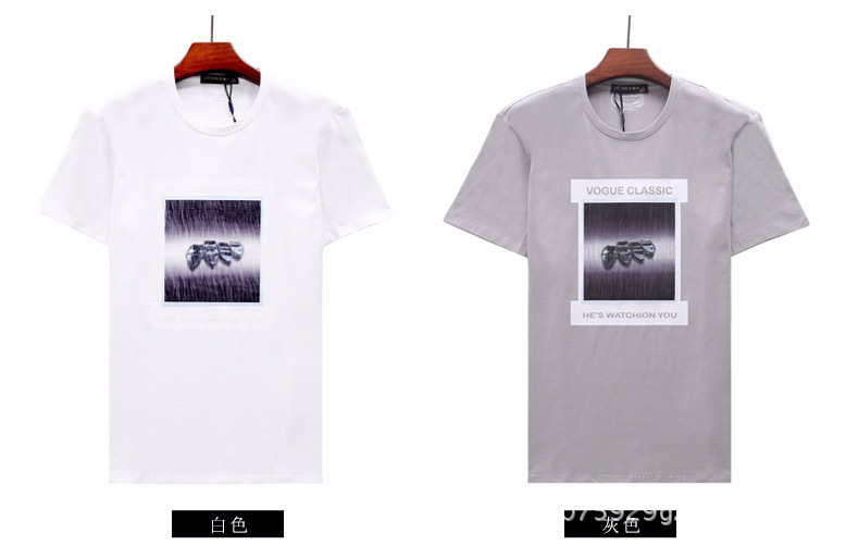 短袖t恤圓領男士休閑復古色純棉韓版潮流純色3D立體印花打底衫